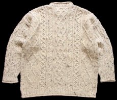 画像2: デッドストック★アイルランド製 aran crafts ロールネック ケーブル編み ネップ入り ウールニット セーター ナチュラル★フィッシャーマン (2)