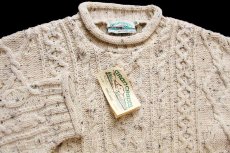 画像3: デッドストック★アイルランド製 aran crafts ロールネック ケーブル編み ネップ入り ウールニット セーター ナチュラル★フィッシャーマン (3)