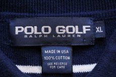 画像4: 90s USA製 POLO GOLF ラルフローレン ボーダー コットンニット ポロシャツ 紺×白 XL★セーター (4)