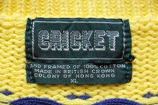 画像4: 90s CRICKET 総柄 ハンドフレーム コットンニット セーター 黄 XL (4)