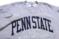 画像3: 90s USA製 RUSSELLラッセル PENN STATE NITTANY LIONS アップリケ 前V スウェット 杢グレー L (3)