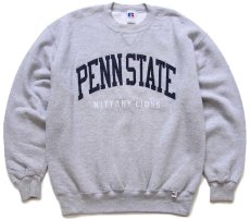 画像1: 90s USA製 RUSSELLラッセル PENN STATE NITTANY LIONS アップリケ 前V スウェット 杢グレー L (1)