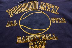 画像3: 80s USA製 RUSSELLラッセル POCONO MTN. BASKETBALL CAMP ひび割れプリント スウェットパーカー ナス紺 M (3)