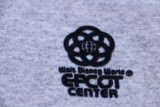 画像4: 80s USA製 Disneyディズニー EPCOT CENTER フェルトプリント ヘンリーネック スウェットパーカー 杢グレー L★フーディー (4)