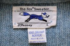 画像4: 80s USA製 JCPenney The Fox 無地 パール編み アクリルニット カーディガン 杢ブルー L (4)