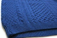 画像6: アイルランド製 ARAN SWEATER MARKET ケーブル編み メリノウールニット セーター 青 ミックス L★フィッシャーマン (6)