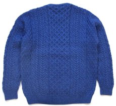 画像2: アイルランド製 ARAN SWEATER MARKET ケーブル編み メリノウールニット セーター 青 ミックス L★フィッシャーマン (2)