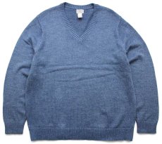 画像1: L.L.Bean 無地 Vネック コットンニット セーター ブルーグレー ミックス XXL-R★特大 (1)