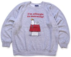 画像1: 80s ポルトガル製 スヌーピー ウッドストック I'm allergic to morning! スウェット 杢グレー (1)