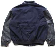 画像2: 00s カナダ製 NORTH END ALL CLIMATE WEAR スタンドカラー キルティングライナー メルトン ウール混 袖革スタジャン 紺 XL (2)