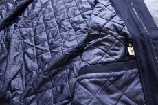 画像5: 00s カナダ製 NORTH END ALL CLIMATE WEAR スタンドカラー キルティングライナー メルトン ウール混 袖革スタジャン 紺 XL (5)