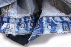 画像6: 80s USA製 Levi'sリーバイス 70506 ノーカラー デニムジャケット 4ポケット カスタム ボロ (6)