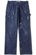 画像2: carharttカーハート RUGGED FLEX RELAXED FIT ペンキ飛び ストレッチ ダック地 ペインターパンツ 紺 w33 L32 (2)