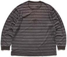 画像3: 90s USA製 Levi'sリーバイス ランダムボーダー ヘンリーネック 長袖Tシャツ グレー XL (3)