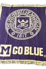 画像2: THE UNIVERSITY OF MICHIGAN GO BLUE ロゴ コットン ラグ 紫×黄 (2)