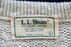 画像4: 80s USA製 L.L.Bean 無地 Vネック コットン×レーヨンニット セーター ナチュラル×ベージュ ミックス L (4)