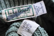 画像4: 80s USA製 L.L.Bean 無地 コットンニット セーター 薄緑 L (4)