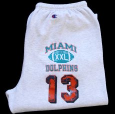 画像1: 90s USA製 Championチャンピオン NFL MIAMI DOLPHINS アメフト 13 ナンバリング スウェットパンツ 杢ライトグレー XXL★特大 (1)