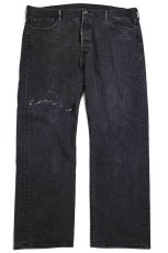 画像2: メキシコ製 Levi'sリーバイス 501 ブリーチ飛び ブラック デニムパンツ w44 L32★SDP3553 特大 (2)