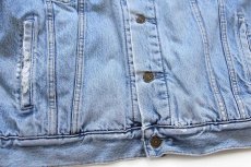 画像7: 90s Levi'sリーバイス 70602 チェック ネルライナー ダメージ デニムジャケット 4ポケット XXL★特大 ユーロ (7)