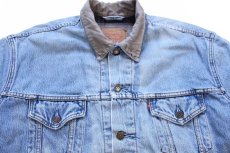 画像3: 90s Levi'sリーバイス 70602 チェック ネルライナー ダメージ デニムジャケット 4ポケット XXL★特大 ユーロ (3)