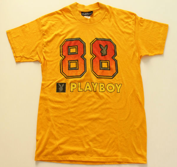 80s USA製 PLAYBOYプレイボーイ 88 ナンバリングTシャツ 黄 L 