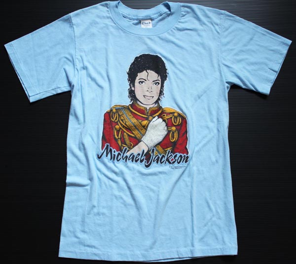 80s USA製 Michael Jacksonマイケルジャクソン Tシャツ 水色 L 
