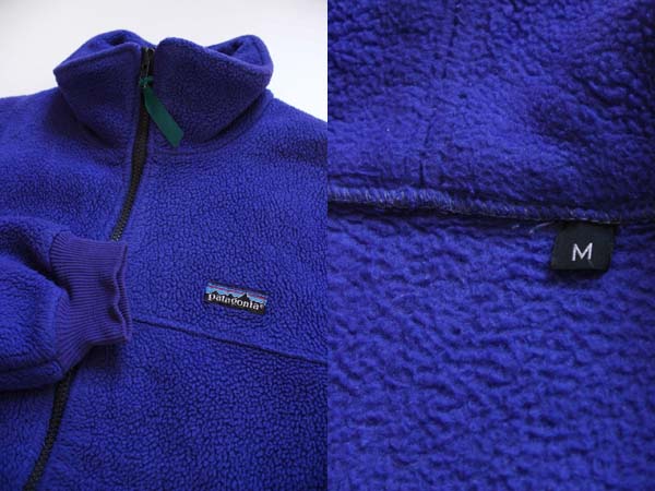 80s USA製 patagoniaパタゴニア フルジップ フリースジャケット 青紫 M 