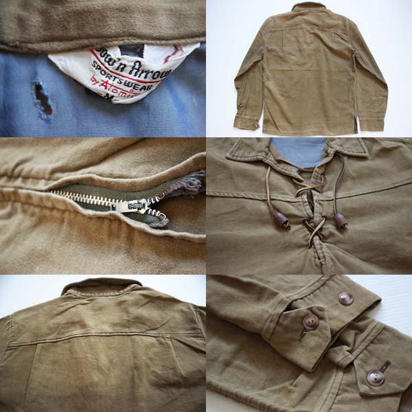 50s Bow'n Arrow レースアップ モールスキンシャツ M - Sixpacjoe Web Shop