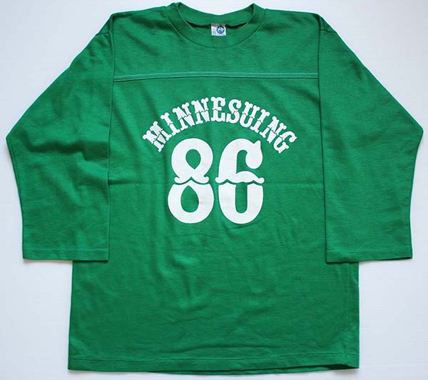 80s USA製 ARTEX MINNESUING 86 ナンバリング フットボールTシャツ 緑 
