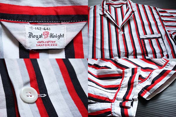 50s Royal Knight ストライプ パジャマシャツ - Sixpacjoe Web Shop