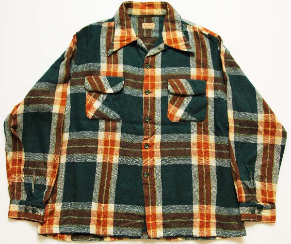 40s USA製 McGREGORマクレガー チェック ウール オープンカラーシャツ