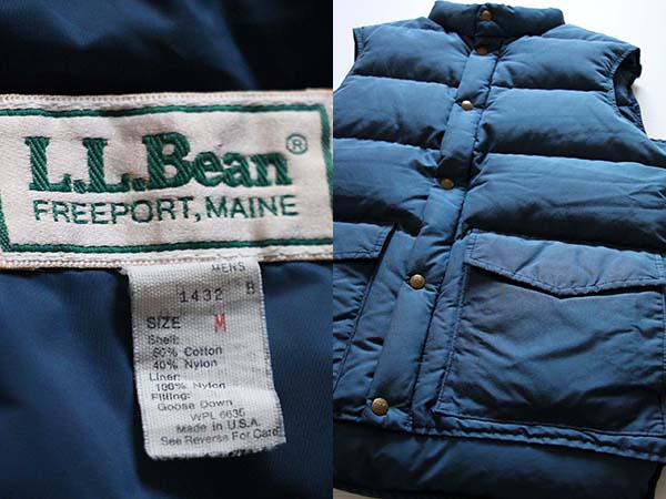 80s USA製 L.L.Bean 60/40 ダウンベスト M 紺 - Sixpacjoe Web Shop