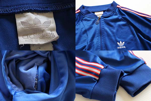 80s adidasアディダス ジャージ 青☆トラックジャケット