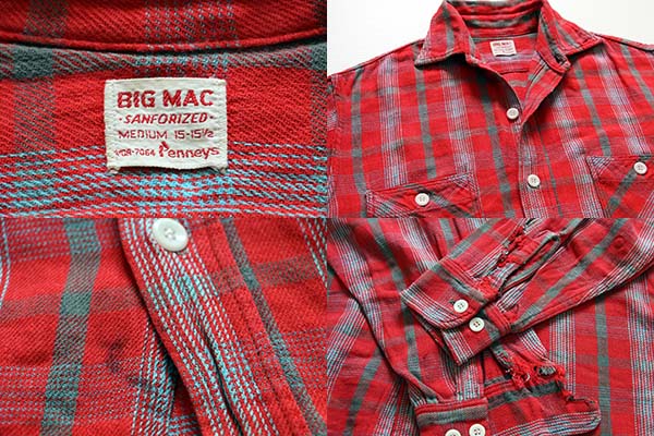 10,920円60s big mac コットンネルシャツ