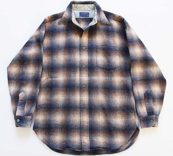Pendleton 70s USA製 オンブレチェック ウールシャツ身幅60