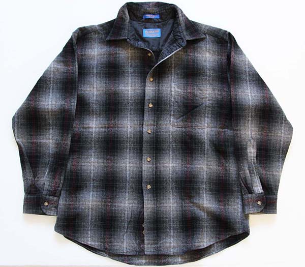 90s USA製 PENDLETONペンドルトン オンブレチェック ウールシャツ L ...