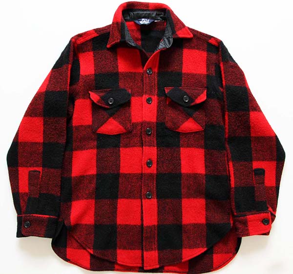 80s USA製 Woolrichウールリッチ バッファローチェック ウール シャツジャケット 赤×黒