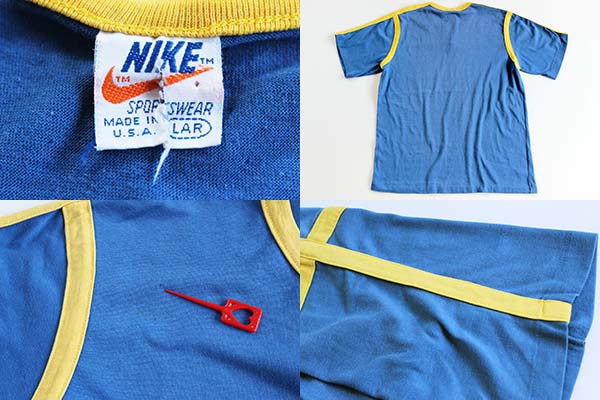 70s USA製 NIKEナイキ ロゴ Tシャツ 青×黄 L - Sixpacjoe Web Shop