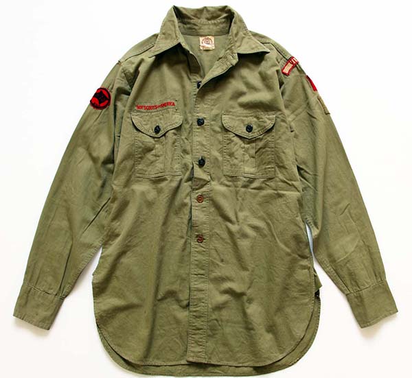 40s BSA ボーイスカウト チェンジボタン マチ付き コットンシャツ ...