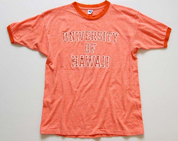 70s ARTEX UNIVERSITY OF HAWAII リンガーTシャツ 杢オレンジ L ...
