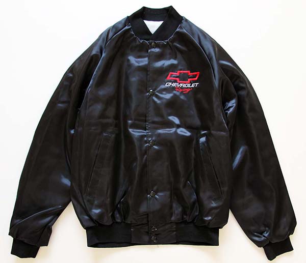 デッドストック★90s USA製 WESTARK CHEVROLET Racing シボレー ロゴ刺繍 ナイロンジャケット 黒 L