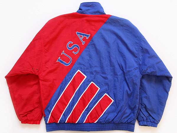 ジャケット ブルー ジャージ 切り替え USA 90s ナイロン スポーツ
