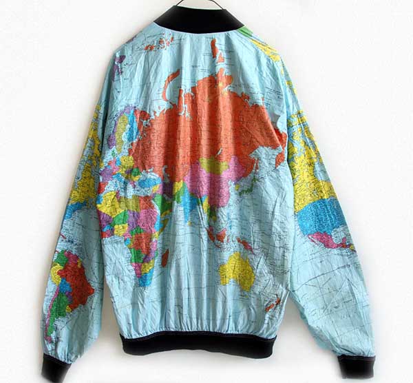 90s- HAI SPORTING GEAR L/S Tシャツ フード 世界地図