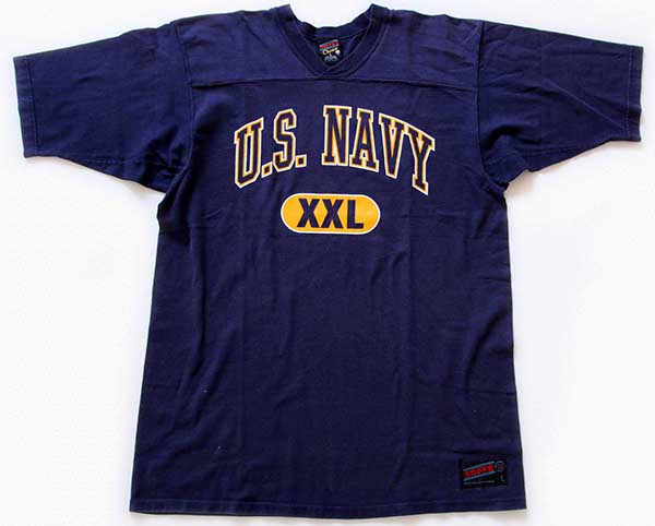 90s USA製 U.S.NAVY コットン フットボールTシャツ 紺 L - Sixpacjoe 