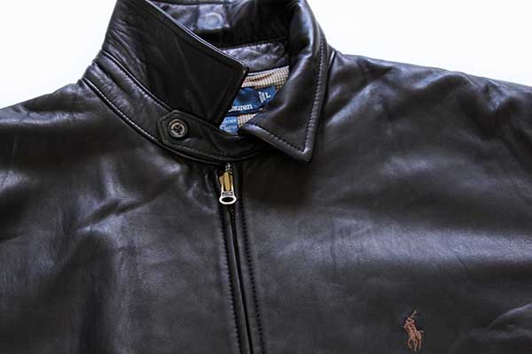 ポニー刺繍【90s】ポロラルフローレン レザージャケット ブラック XL ラムレザー 羊革