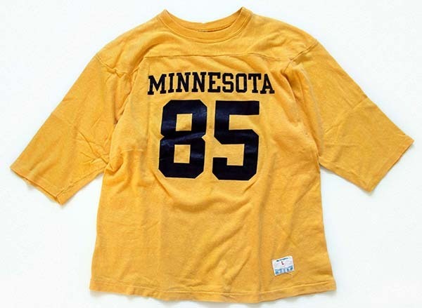 80s Usa製 Championチャンピオン Minnesota 85 コットン フットボールtシャツ 黄 L Sixpacjoe Web Shop