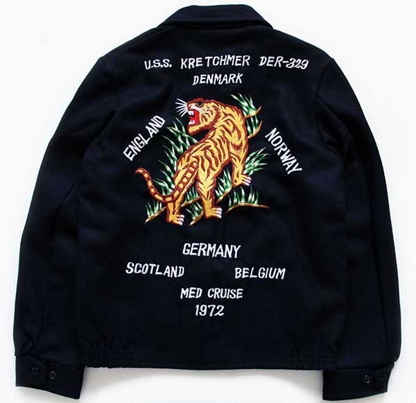 70s U.S.NAVY U.S.S. KRETCHMER DER-329 タイガー刺繍 ウール ...