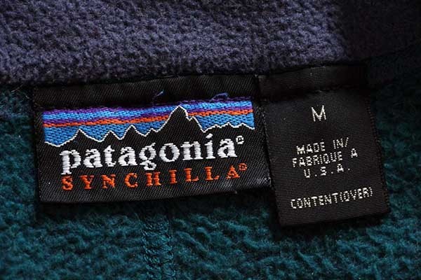 90s USA製 patagoniaパタゴニア シンチラ フリース ジャケット 緑 M