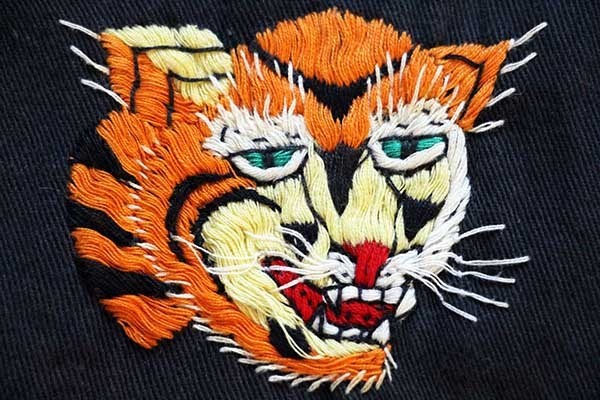 60s CAMRANH BAY タイガー ドラゴン刺繍 コットン ベトジャン 黒 ...